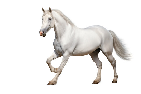 Image of white horse on white background. Farm animals., Mammals.