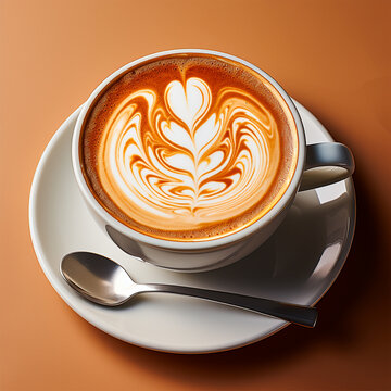 A cup of morning latte, invigorating coffee, coffee break - AI generated image