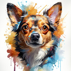 watercolor Chihuahua clipart, Generative Ai