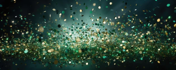 Tuinposter Burst of shiny green confetti © Georgina Burrows