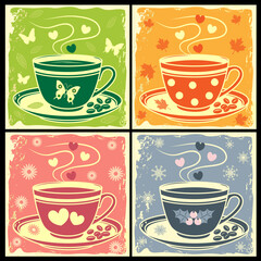 Coffee cup seasonal set for posters, banners.