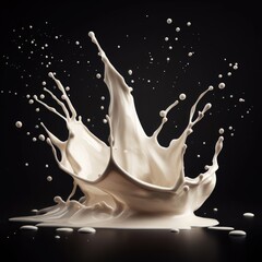 Obraz na płótnie Canvas milk splash on black background