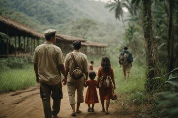 Jungle Journey: Families Embrace Timeless Explorer Traditions, Lost in the Wonder of the Wild. Safari moment