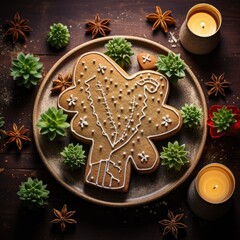 Cactus-shaped gingerbread decorated with Purslane Plant