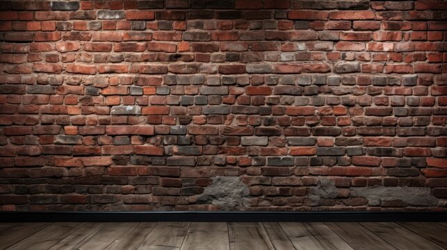 Fototapeta Red brick wall, wide panorama of brick walls