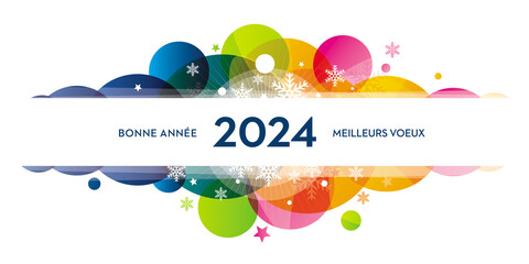 bonne année 2024 carte de voeux couleurs  - obrazy, fototapety, plakaty