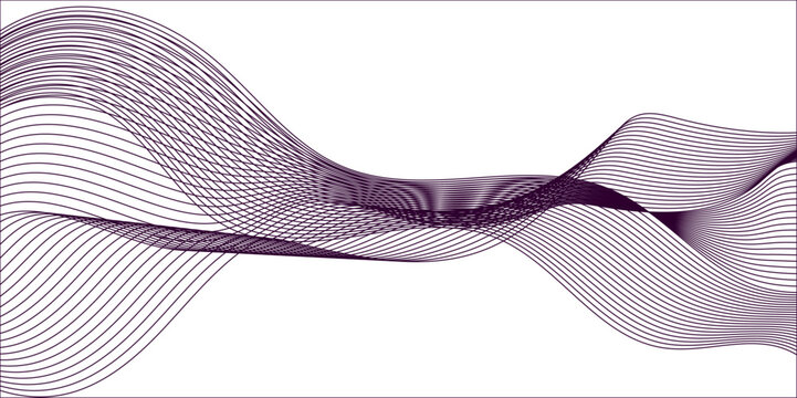Abstract curved lines on bright background Design template for cover, business template for, computer lines vector illustration. Curved wave element for de parple lines vector
