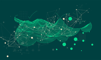 Modern science or technology elements. Trendy abstract background. Cyberspace surface illustration. Hand drawn vector.