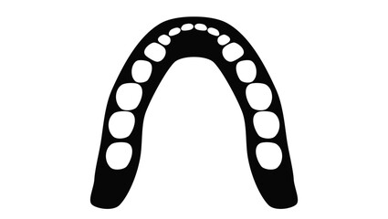 human jaw with teeth, black isolated silhouette