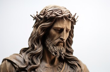 Wooden figure of Jesus Christ. Generative IA