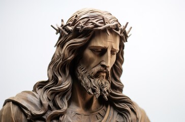 Obraz premium Wooden figure of Jesus Christ. Generative IA