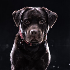 Cane Labrador su sfondo nero