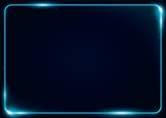 Neon Blue Light Line Border Frame Glowing Template