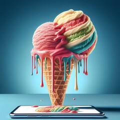 ice cream cone - obrazy, fototapety, plakaty