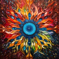 A kaleidoscope of vivid colors and intricate shapes, merging seamlessly to form a captivating and mesmerizing abstract composition.