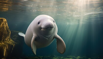 An Energetic Beluga Whale Enjoying a Refreshing Swim in the Vast Ocean Waters