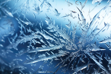 Frozen glass background texture. Icy winter patterns