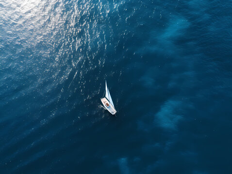 Sail Boat from above on a body of water
