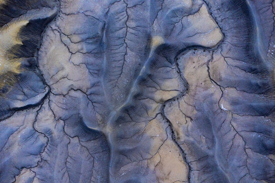 Abstract aerial view of earthy geological formations