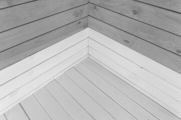 Wooden white light grey color boards corner plank joint interior flooring part sample wall decoration design floor