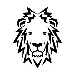 Lion head logo. Wildlife face icon. Heraldry and royal symbol. Vector illustration image.