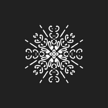 Beautiful white snowflake for winter design. Christmas and New Year theme. Frozen silhouettes of crystal snowflakes, pattern. Flat with modern design.