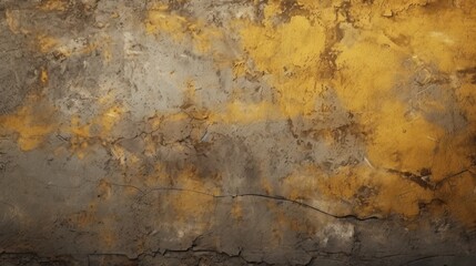 Fototapeta premium Abstract background of shabby concrete wall texture with dark yellow and weathered pieces.