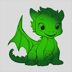 Dragon symbol of the year 2024 dragon green good luck postcard sticker