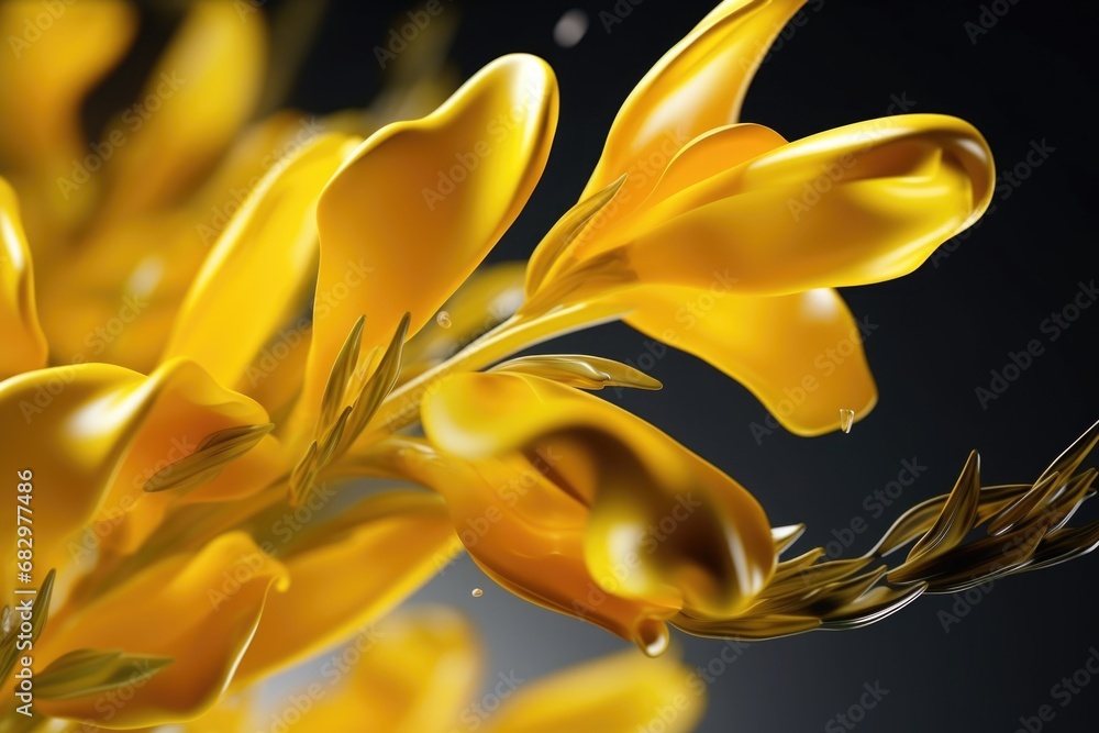Poster a close-up view of a bunch of vibrant yellow flowers. this image can be used to add a pop of color a