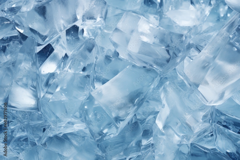 Poster a pile of ice cubes stacked on top of each other. suitable for various uses.