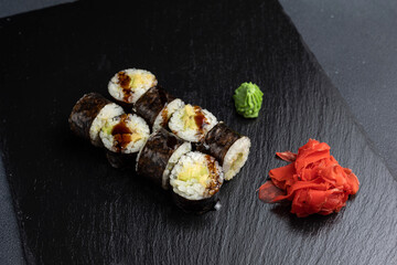 Japanese cuisine. Delicious maki rolls
