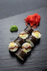Japanese cuisine. Delicious maki rolls
