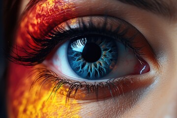A close-up view of a person's blue eye. Perfect for illustrating concepts related to vision,...