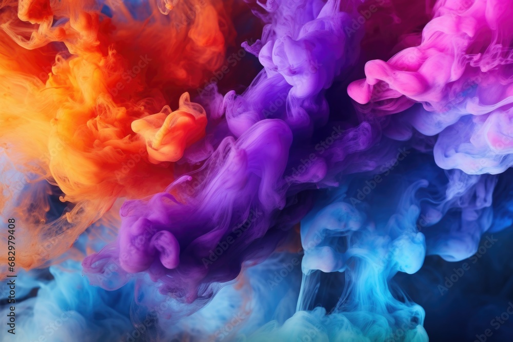 Poster a close-up view of a vibrant cloud of colorful smoke. perfect for adding a burst of color and energy