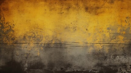 Abstract background of shabby concrete wall texture with dark yellow and weathered pieces.