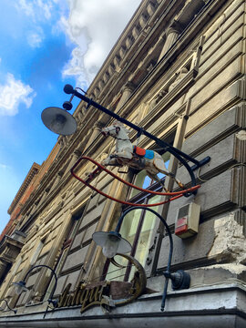 Vintage neon sign on Molnar utca in Budapest, Hungary