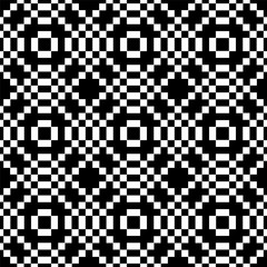Fototapeta premium Abstract Seamless Geometric Black and White Pattern. Pixel Art Mosaic Texture.