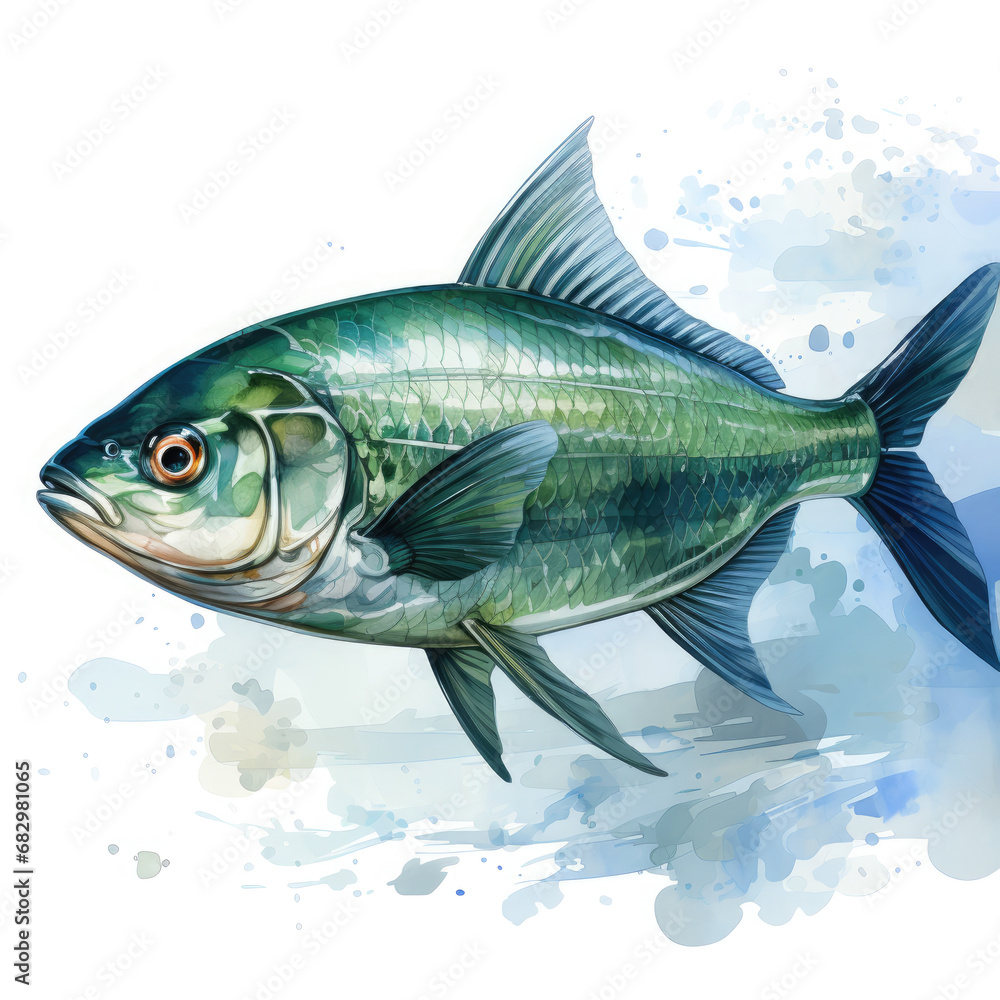 Wall mural watercolor x-ray tetra clipart illustration generative ai