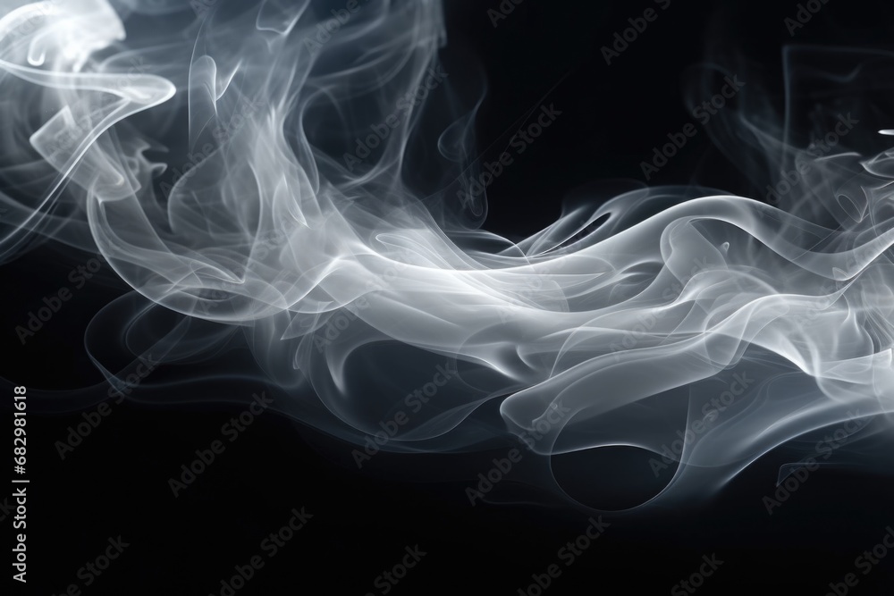 Poster a close-up view of smoke on a black background. this image can be used to add a dramatic and mysteri