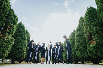 Achieved goals and milestones as graduates celebrate their university memories. Congratulating each...