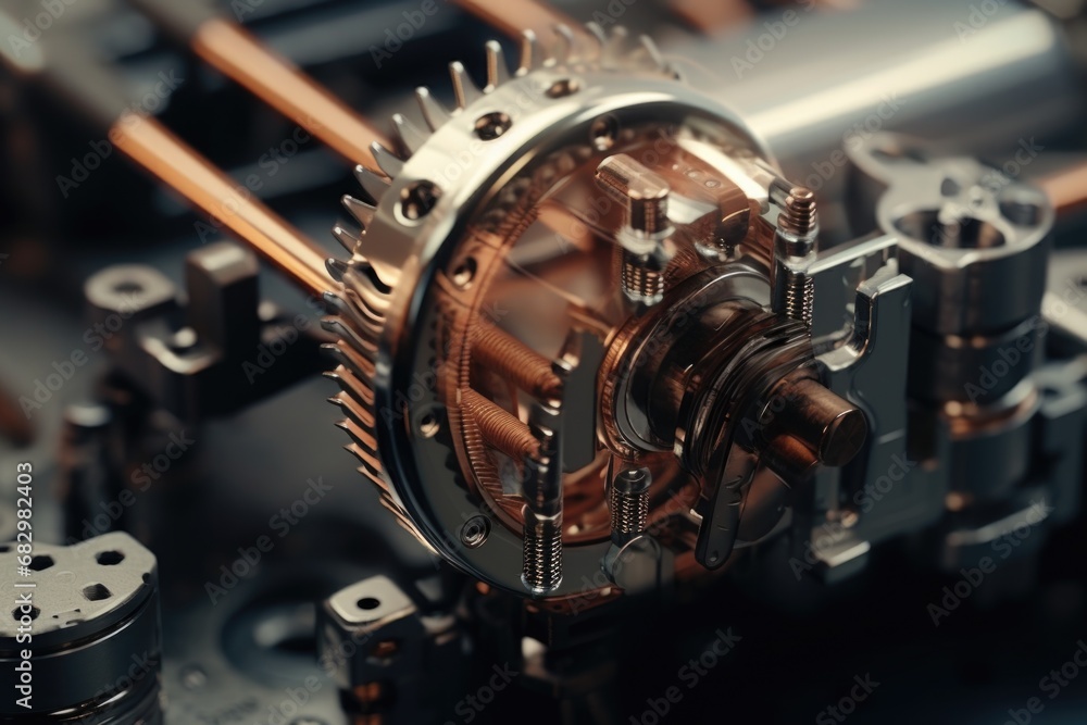 Aufkleber a detailed close-up view of gears on a machine. this image can be used to illustrate concepts such a