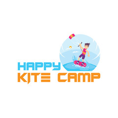 Fototapeta na wymiar kite beach sports camp logo design vector
