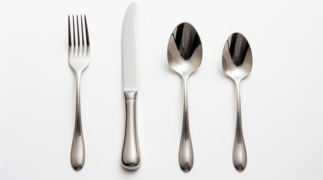 fork and spoon on white back ground