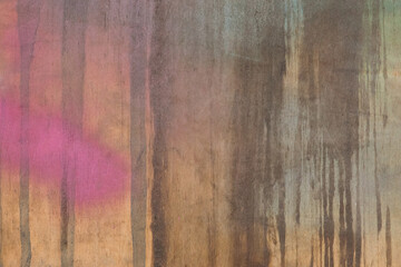 Dirty streaks of dark paint color on wall surface abstract pattern old