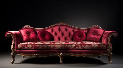 Deurstickers red leather sofa on black © sdk