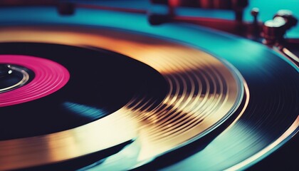 Vinyl records music background, texture, 80's, vintage, retro, acoustic, eighties, disco, gradient