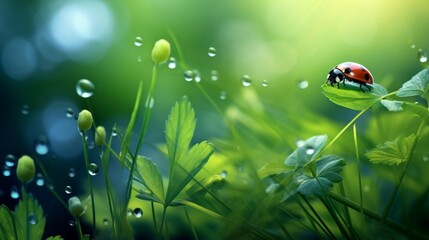 Obraz na płótnie Canvas ladybug on a blade of grass