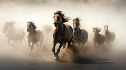 Obraz premium The horses are running at full speed. Beauty, power and dynamics.