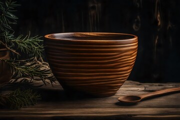 A rustic, handcrafted wooden cup