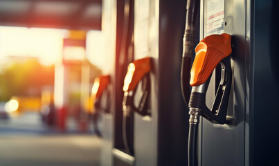 Close-up photo of fuel gasoline dispenser Fuel pump background - obrazy, fototapety, plakaty